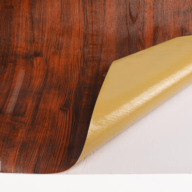 Lámina adhesiva de imitación de madera con revestimiento posterior en relieve 3D